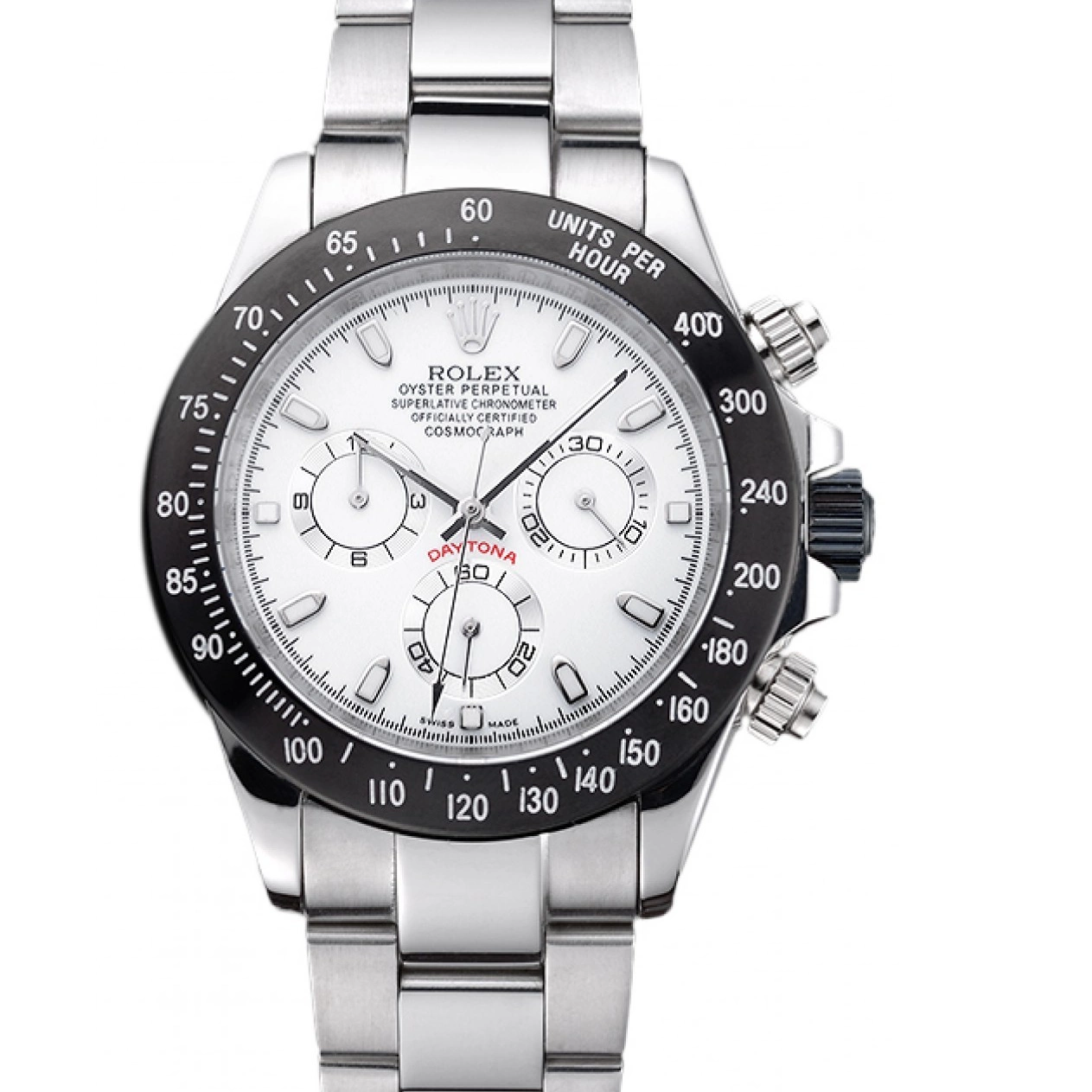 Enameled Stainless Dial Steel White Rolex Black Daytona 0704